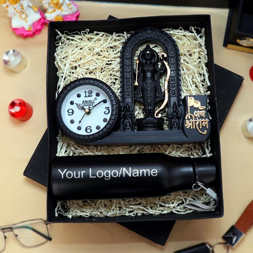 Siya Ram Table Clock Bottle Pen Stand Set